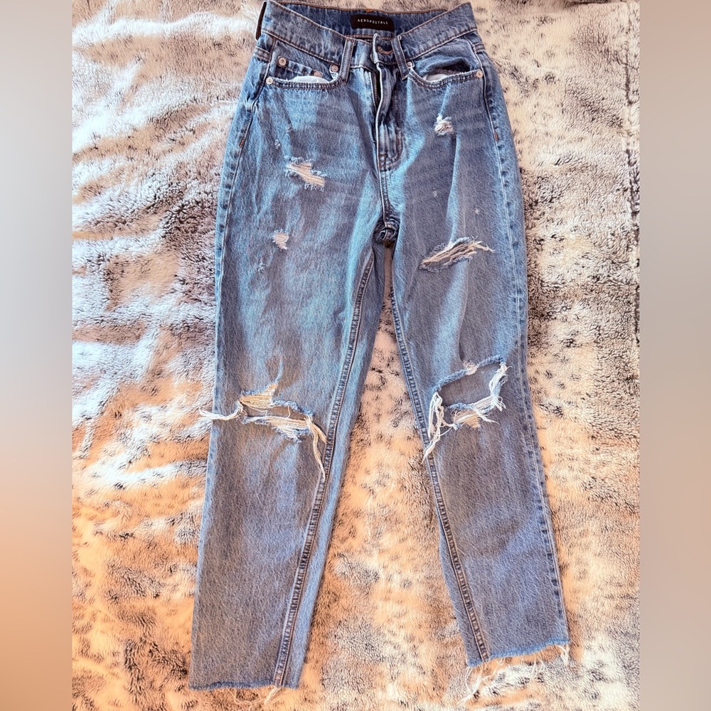 Distressed Blue Mom Jeans